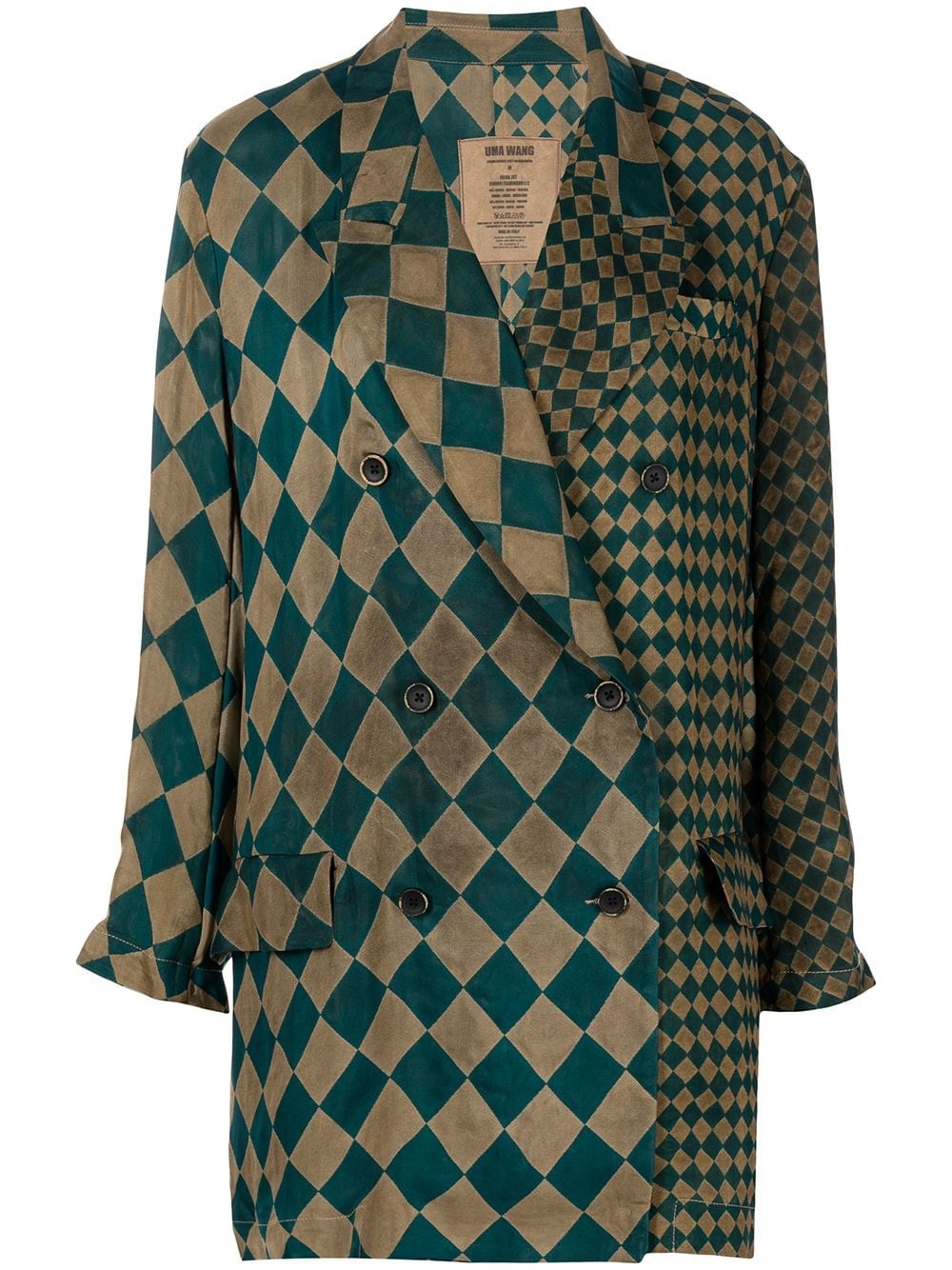check-pattern double-breasted jacket - 2