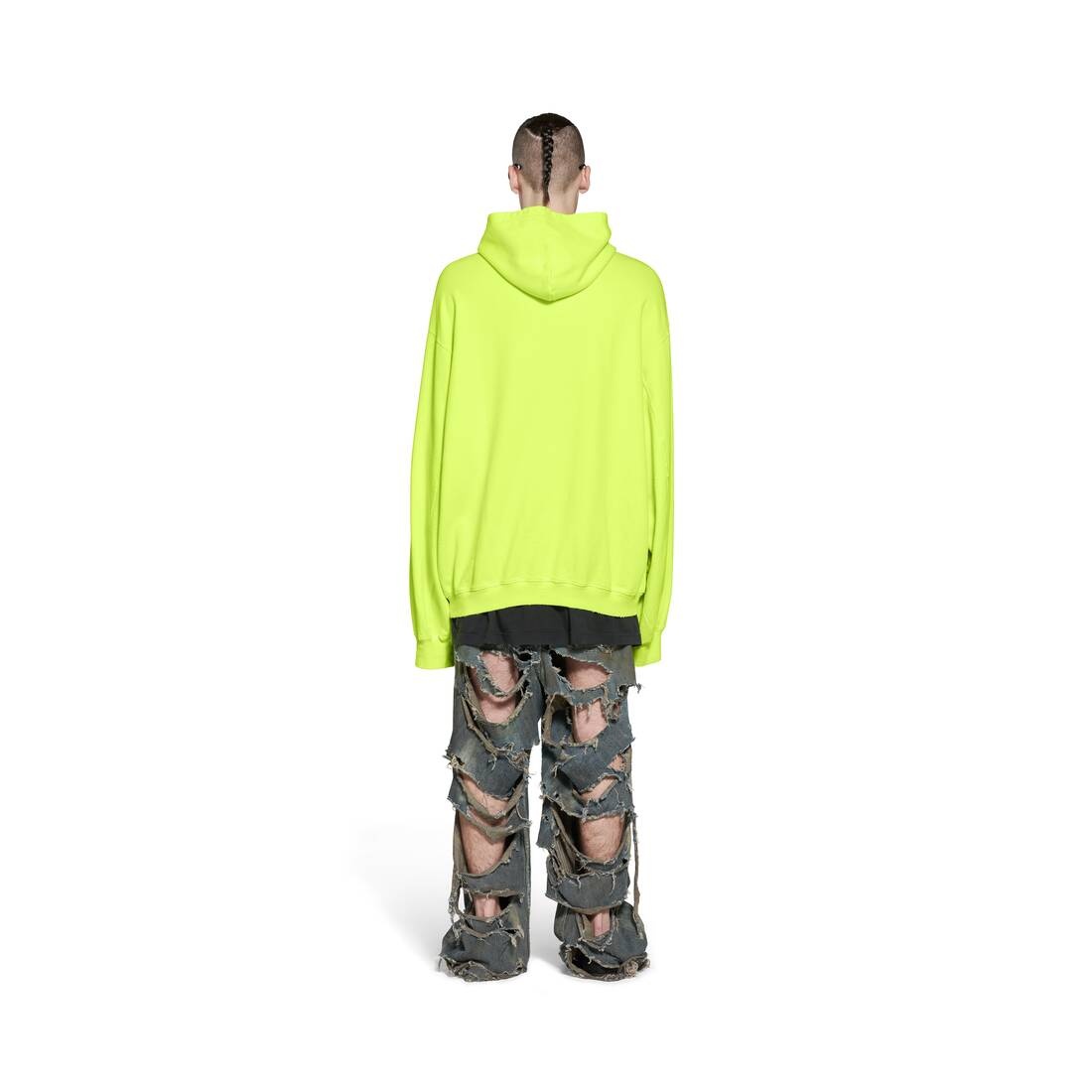 Caps Destroyed Hoodie  in Fluo Yellow - 4