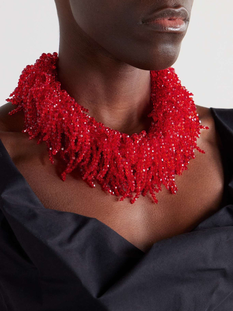 Simone Rocha Silver-tone crystal necklace Red outlook