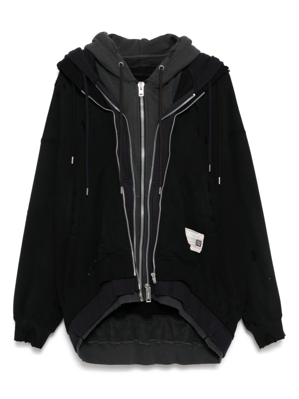 layered zip-up hoodie - 1