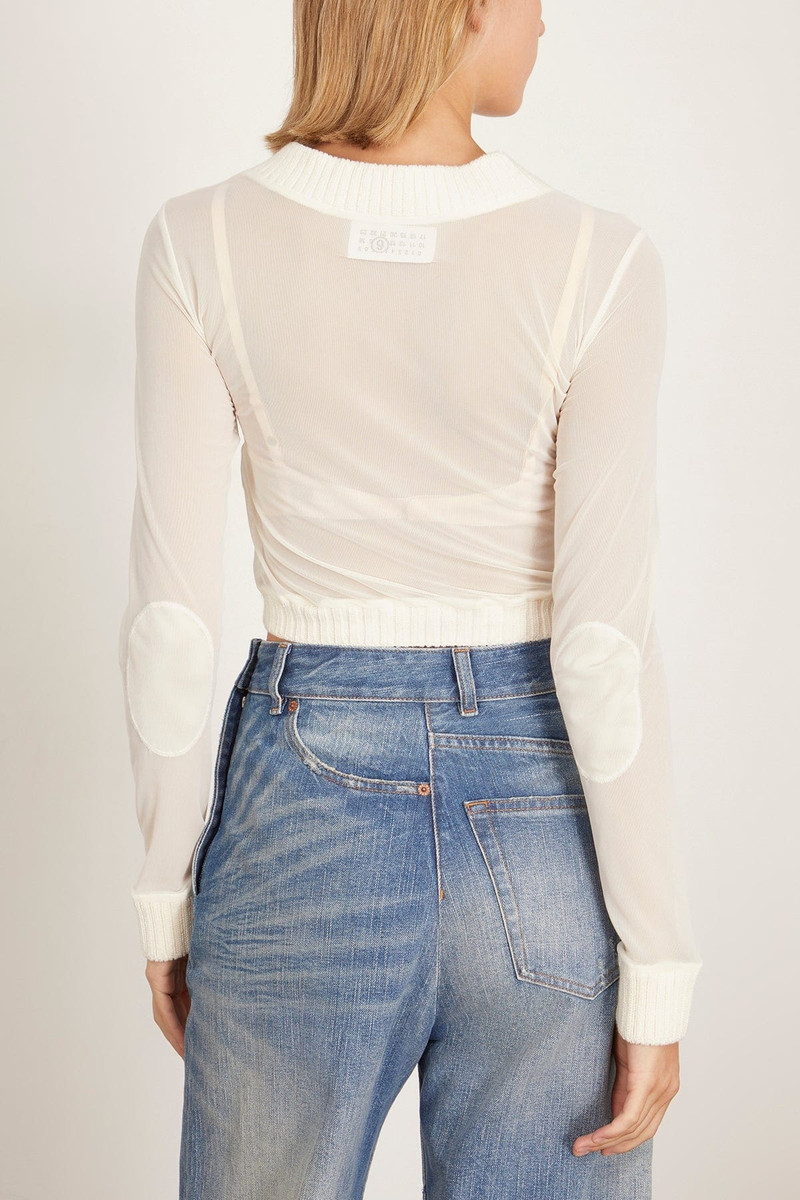 Cropped Long Sleeved Top in Dirty White 4