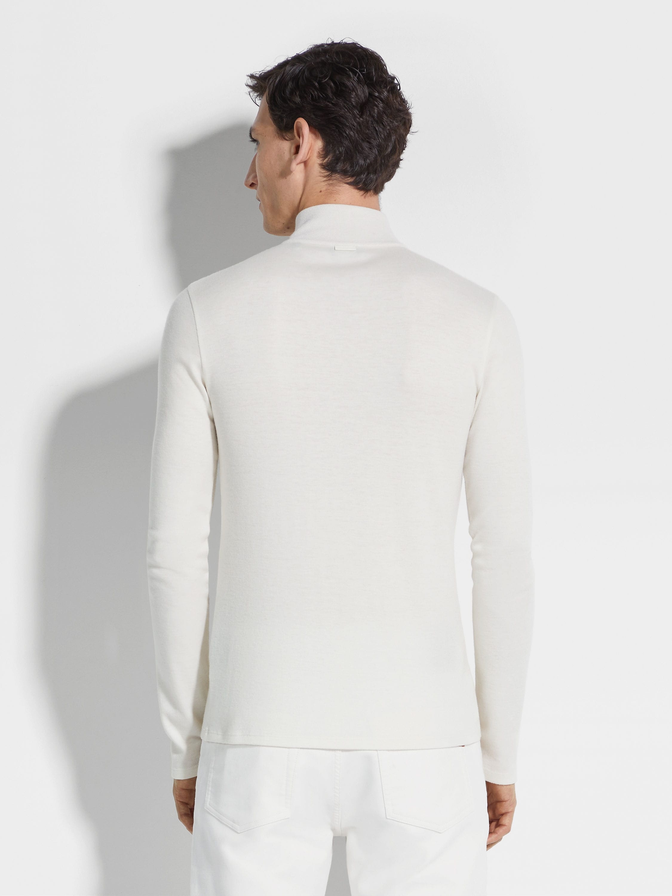 WHITE OASI CASHMERE ZIP MOCK NECK SWEATSHIRT - 5