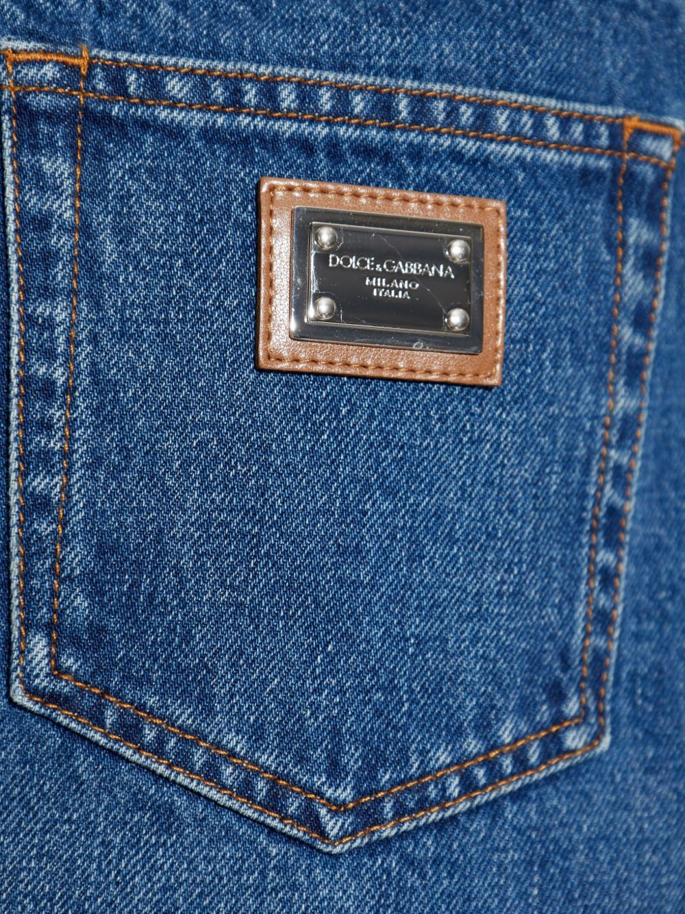 logo-plaque denim mini skirt - 5