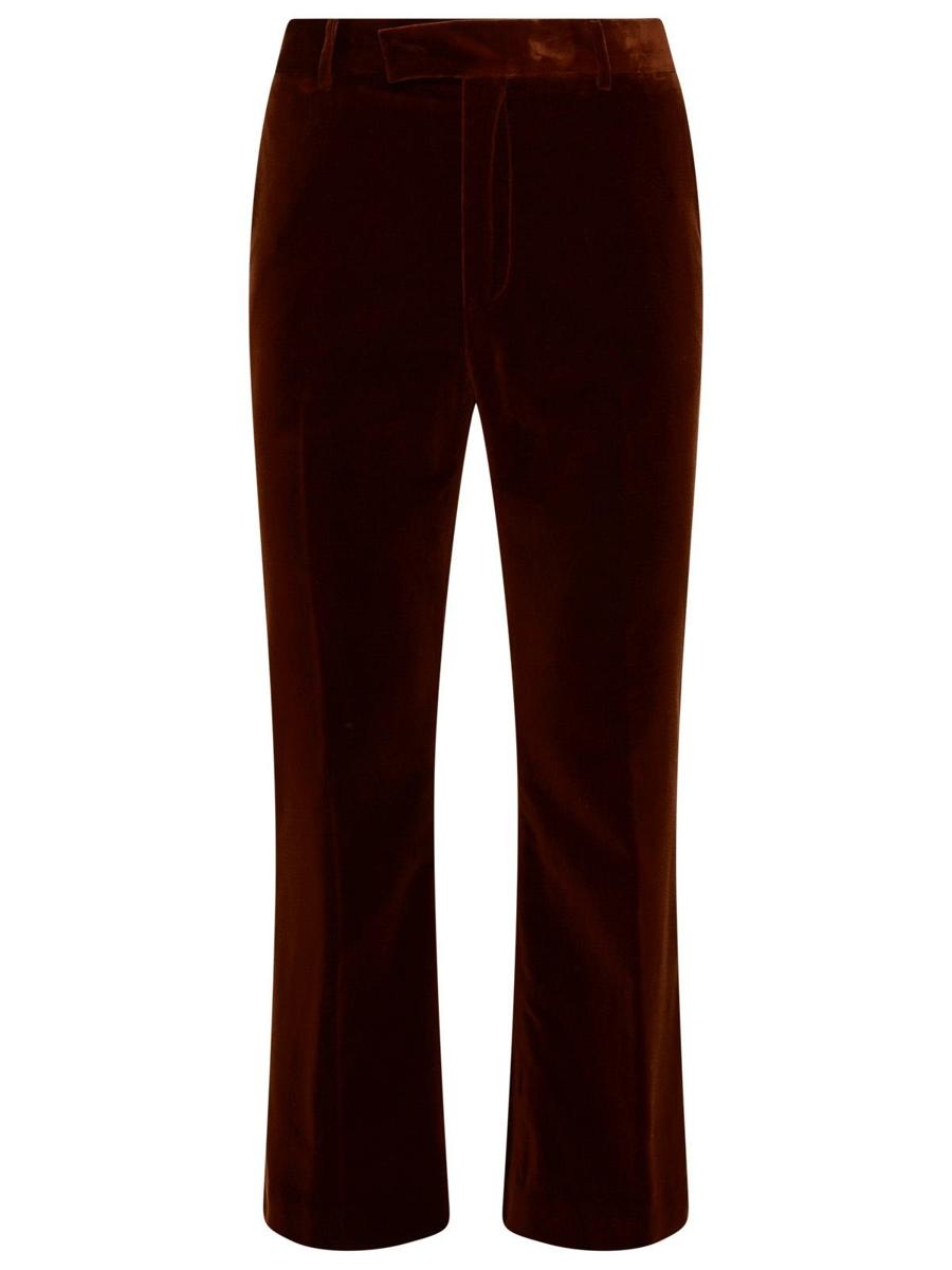 Palm Angels PALM ANGELS BROWN VELVET TROUSERS - 1