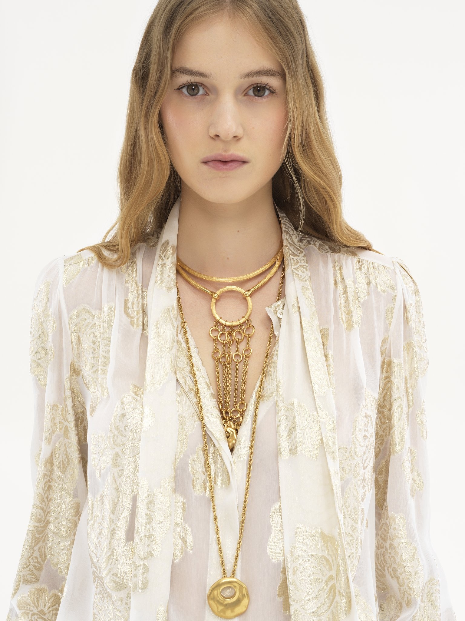 GATHERED LAVALLIÈRE BLOUSE IN SILK JACQUARD & LUREX - 6