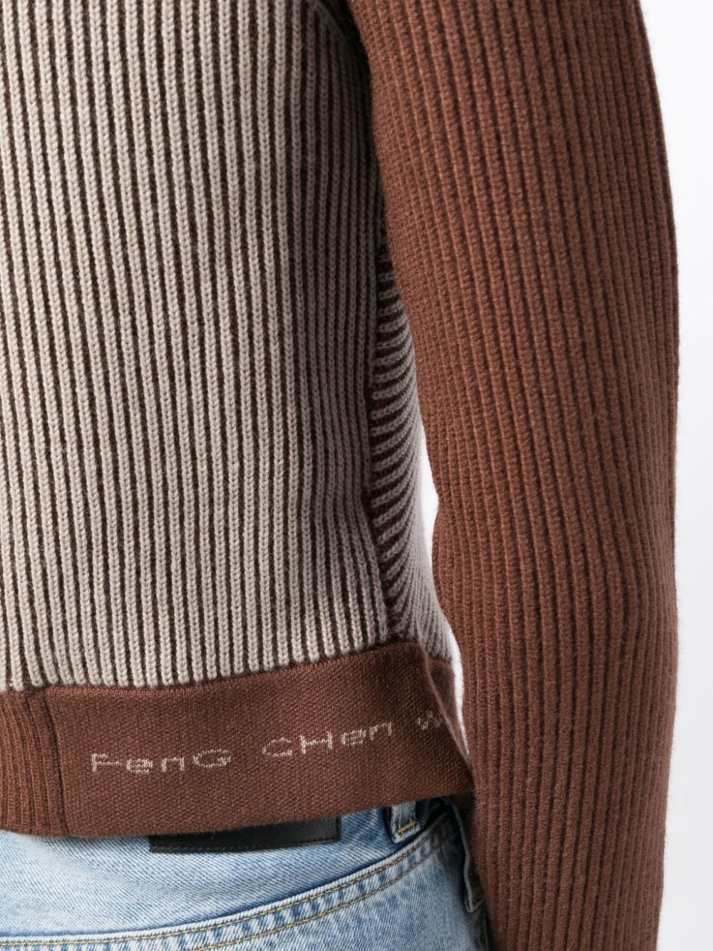 logo intarsia-knit ribbed-knit cardigan - 5