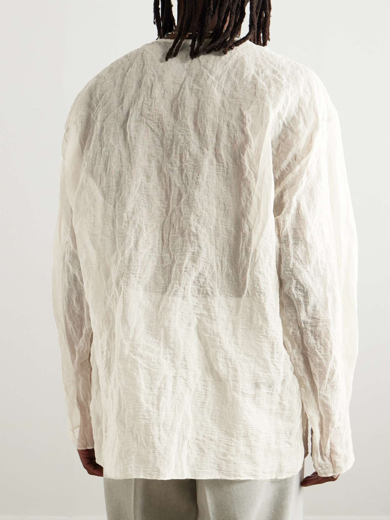 Oversized Metallic Crinkled Cotton-Blend T-Shirt - 4
