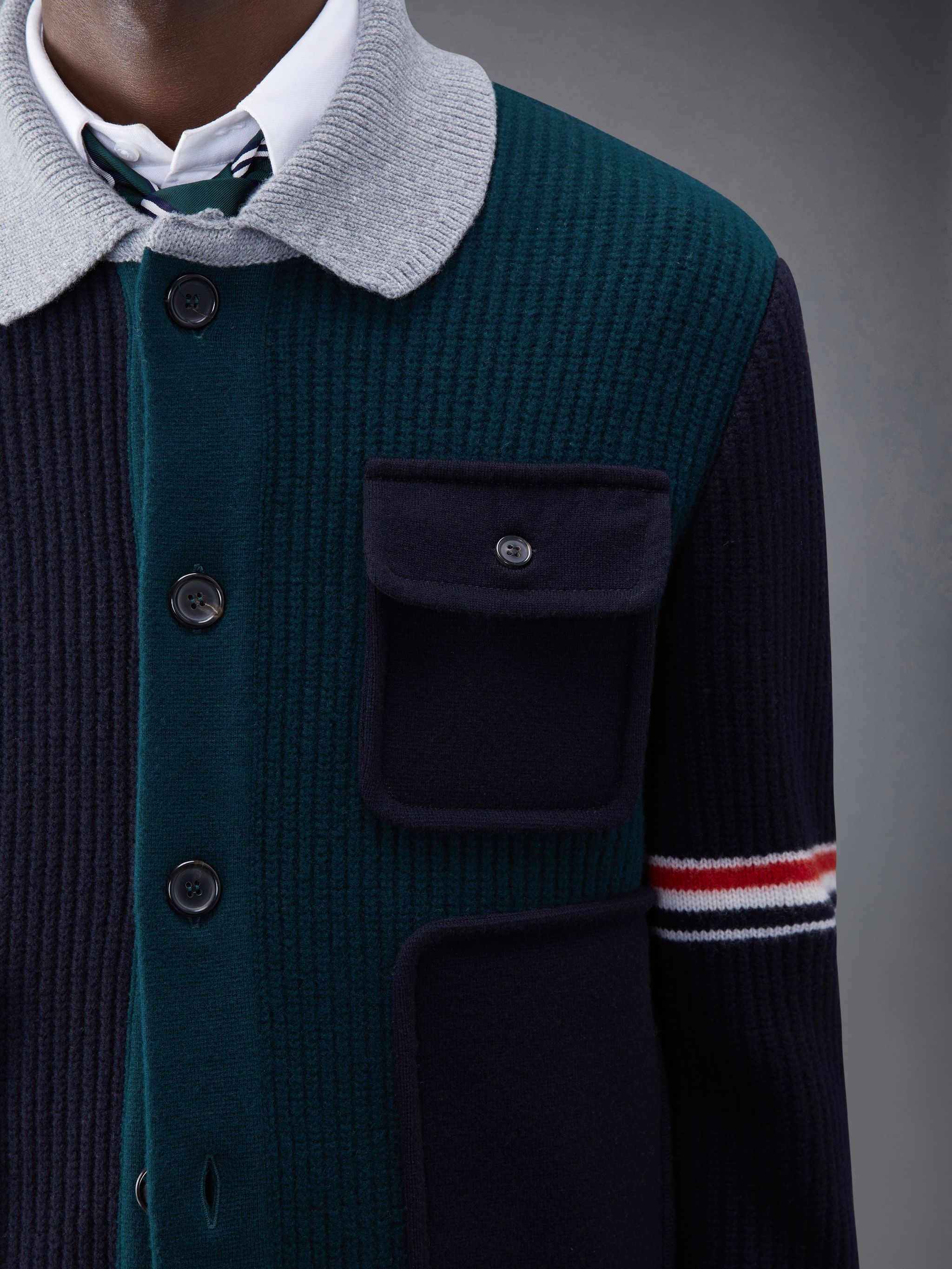 Fun-Mix Boiled Wool Stripe Workman's Jacket - 6