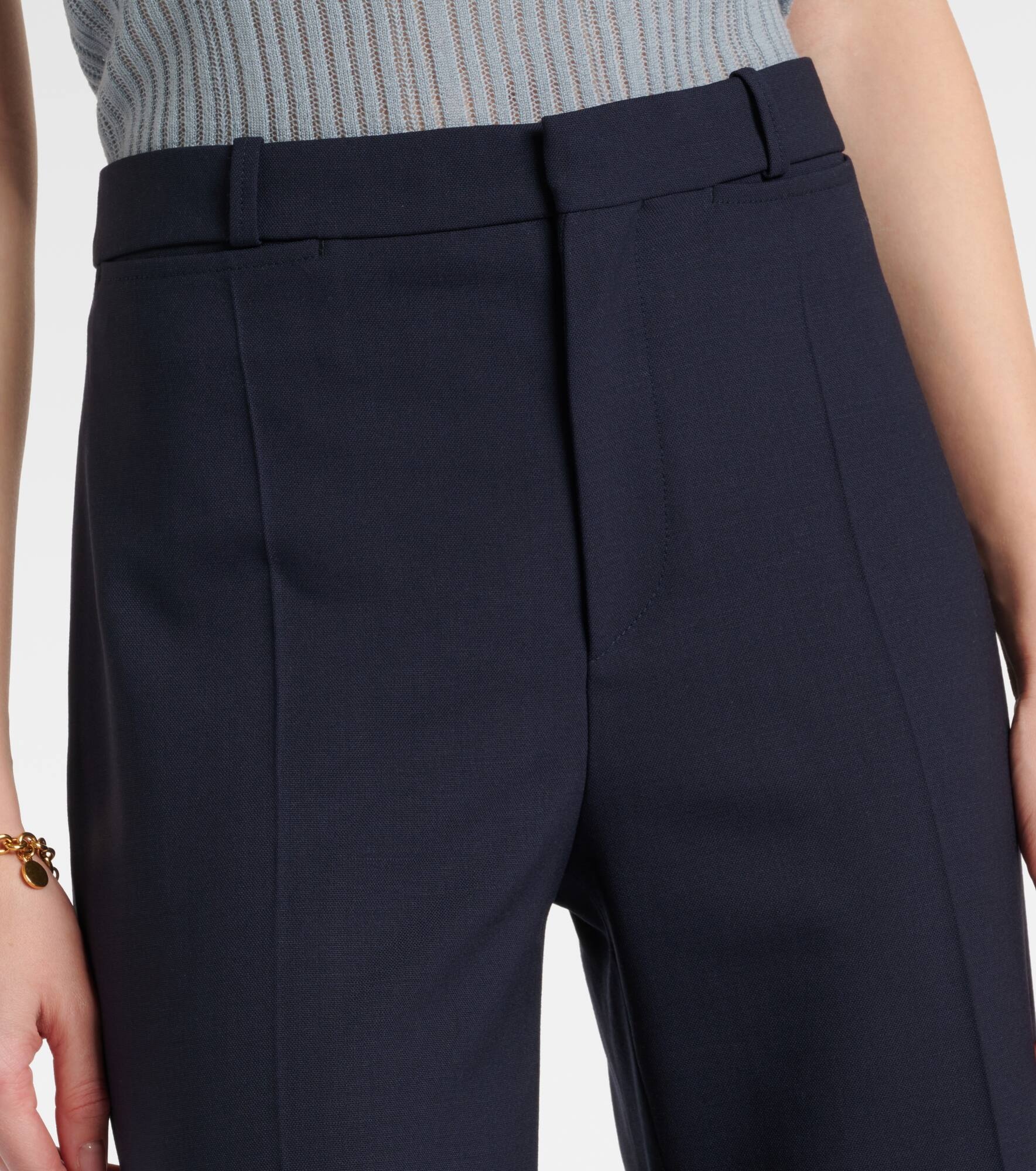High-rise wool-blend wide-leg pants - 4