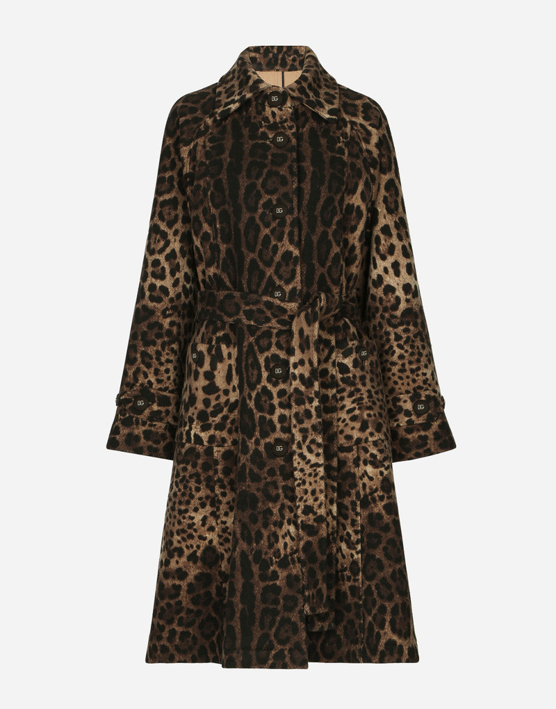 Belted leopard-print wool coat 1