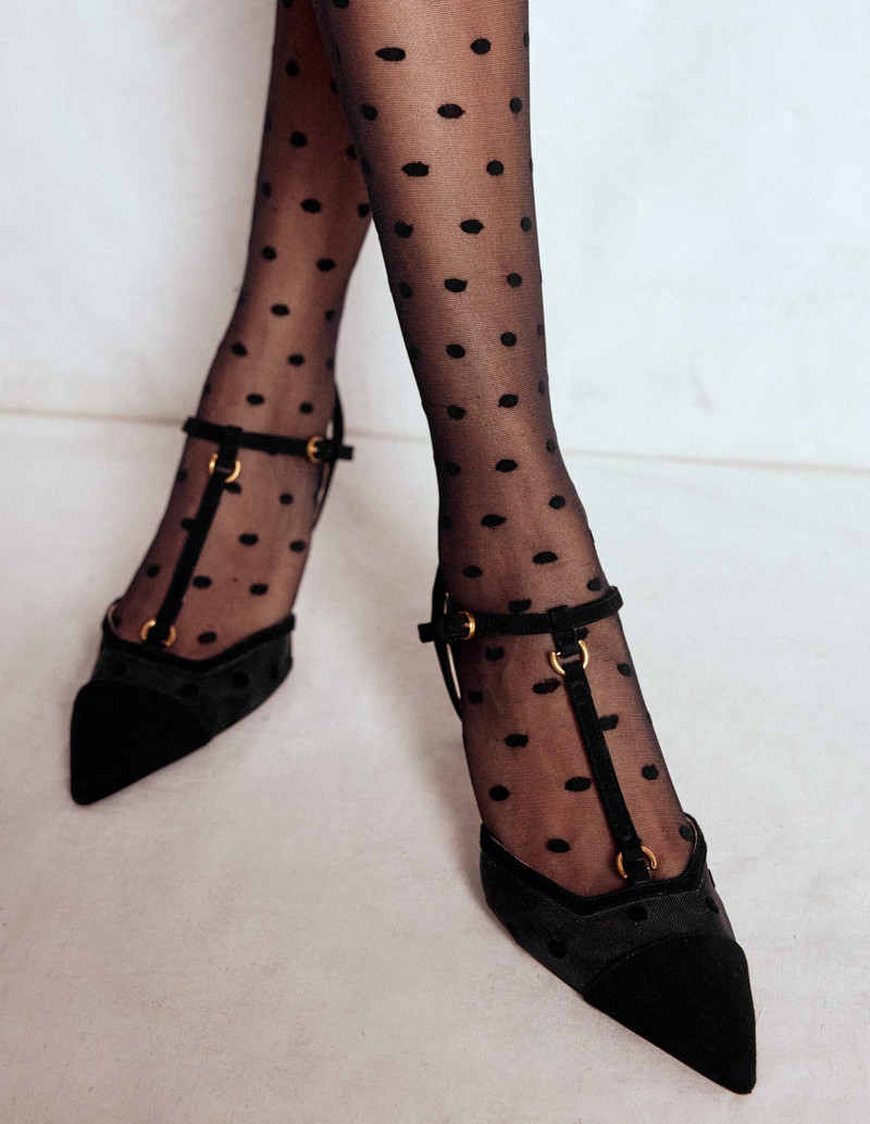 BODEN T-Bar Point Heels-Black Mesh outlook