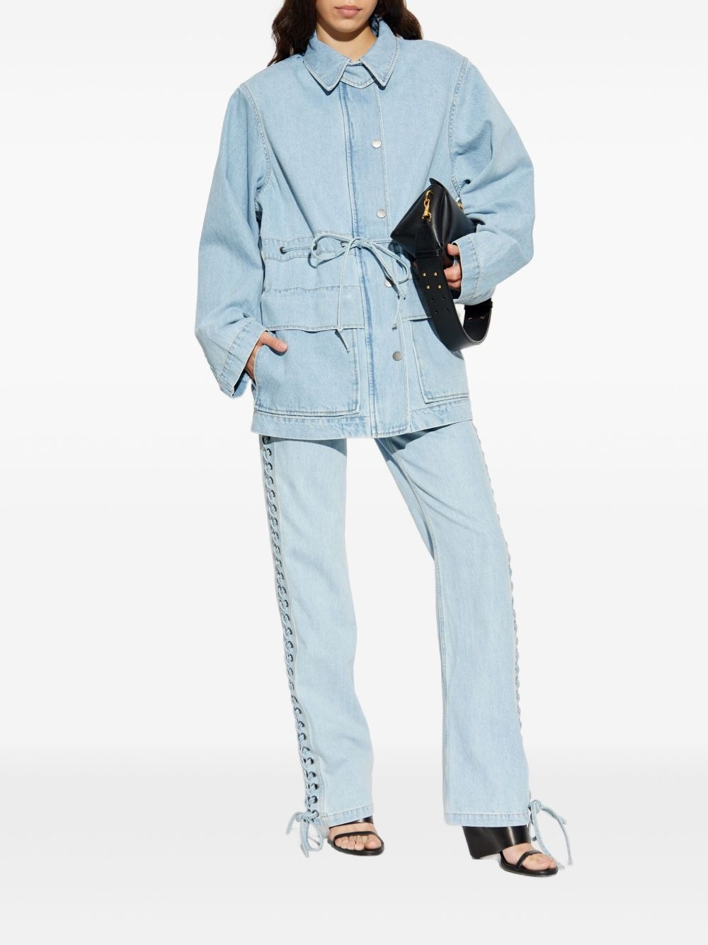 lace-up detail jeans - 2