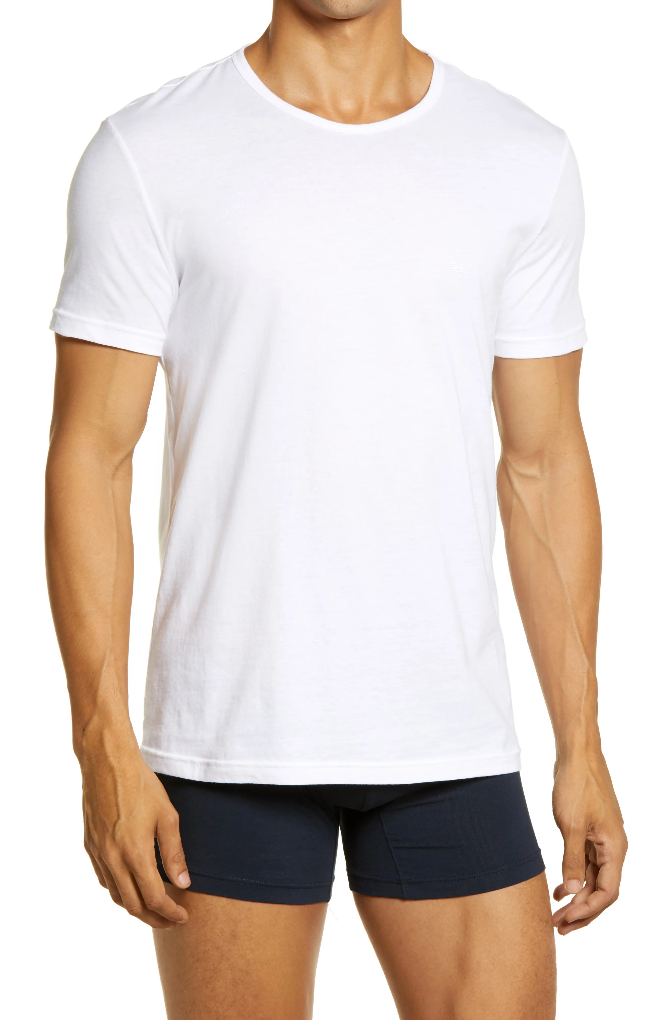 EMPORIO ARMANI Men's 3-Pack Cotton Crewneck T-Shirts in White