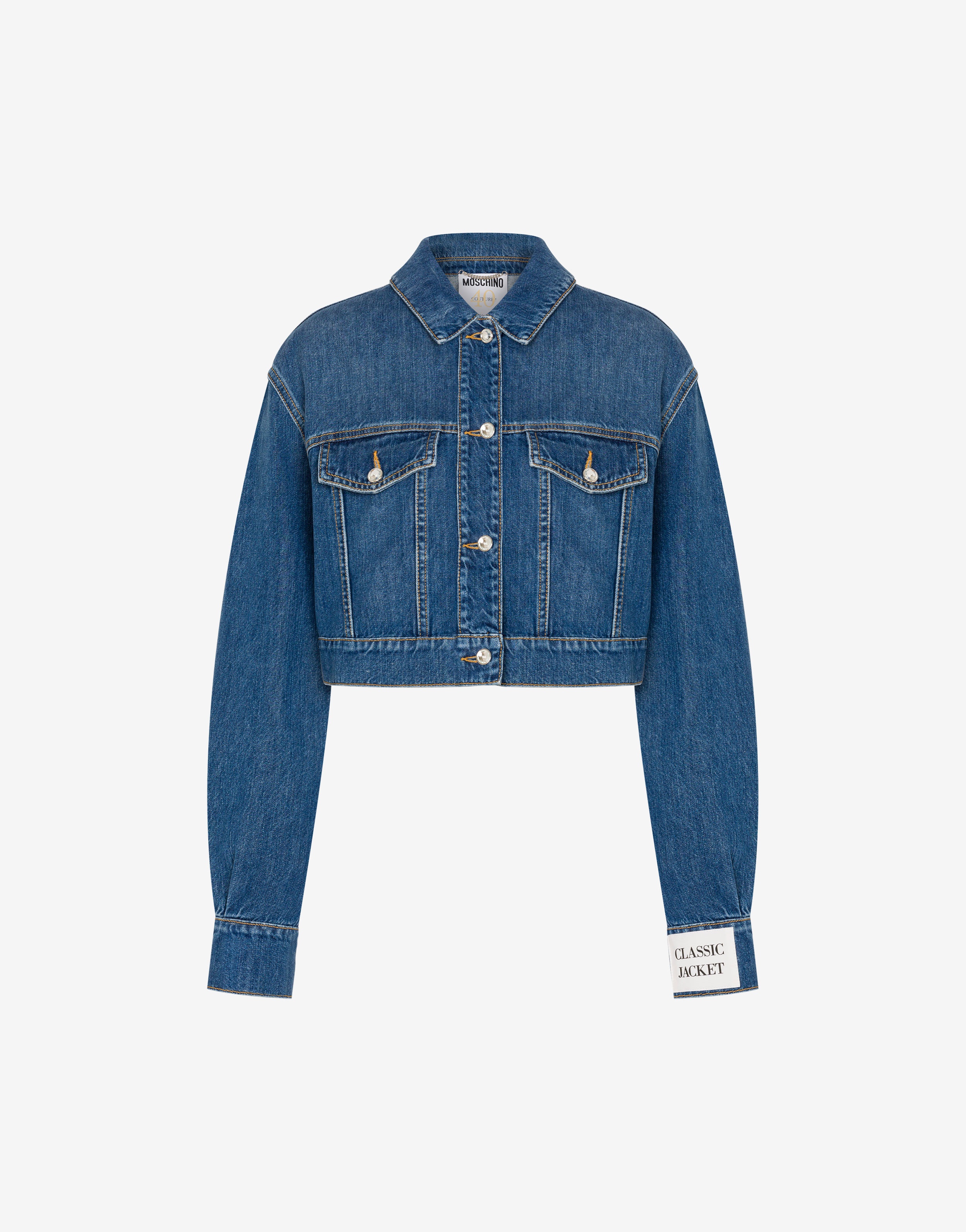 BLUE RING DENIM CROPPED JACKET - 1