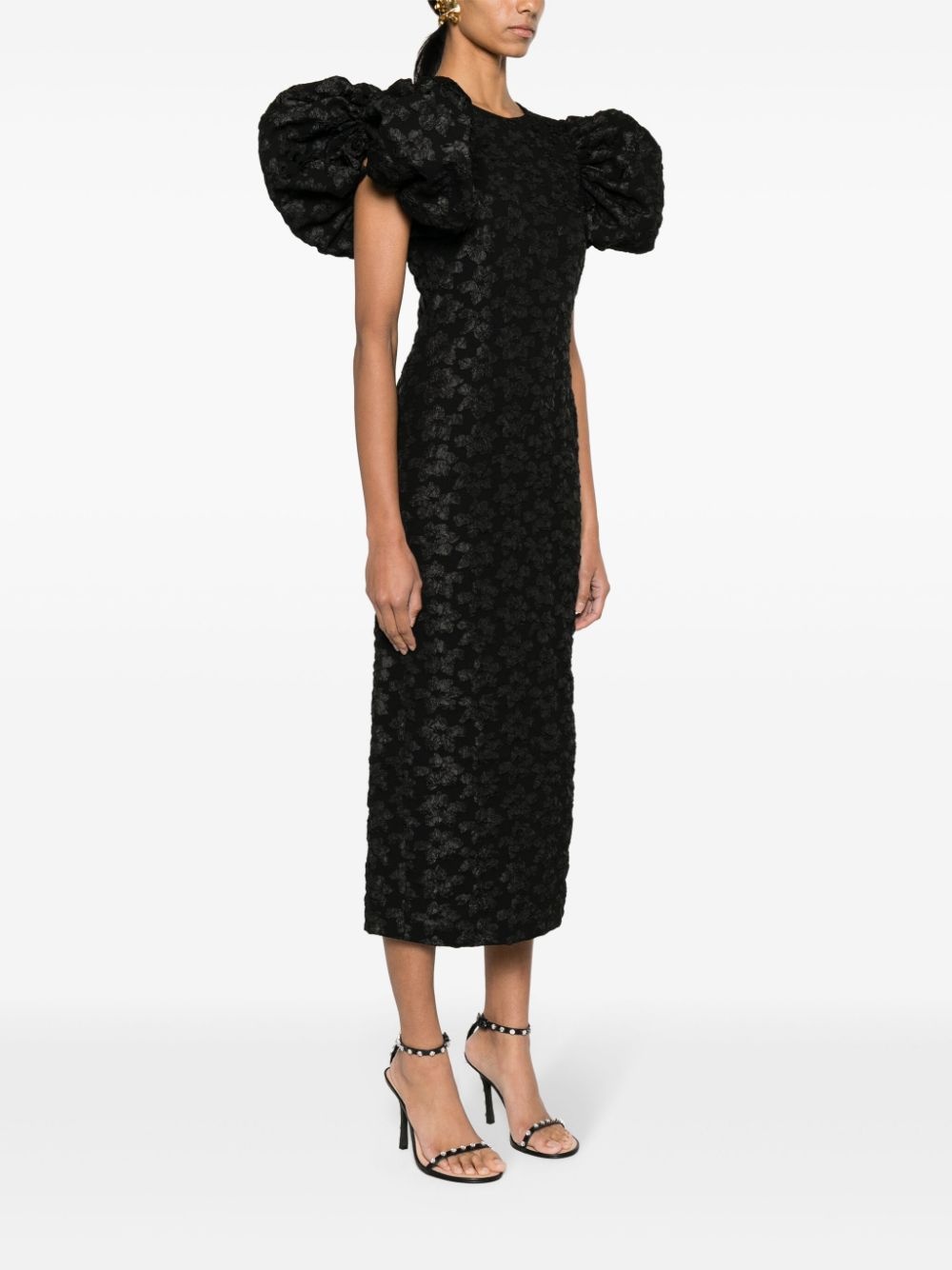 3D floral-jacquard midi dress - 3