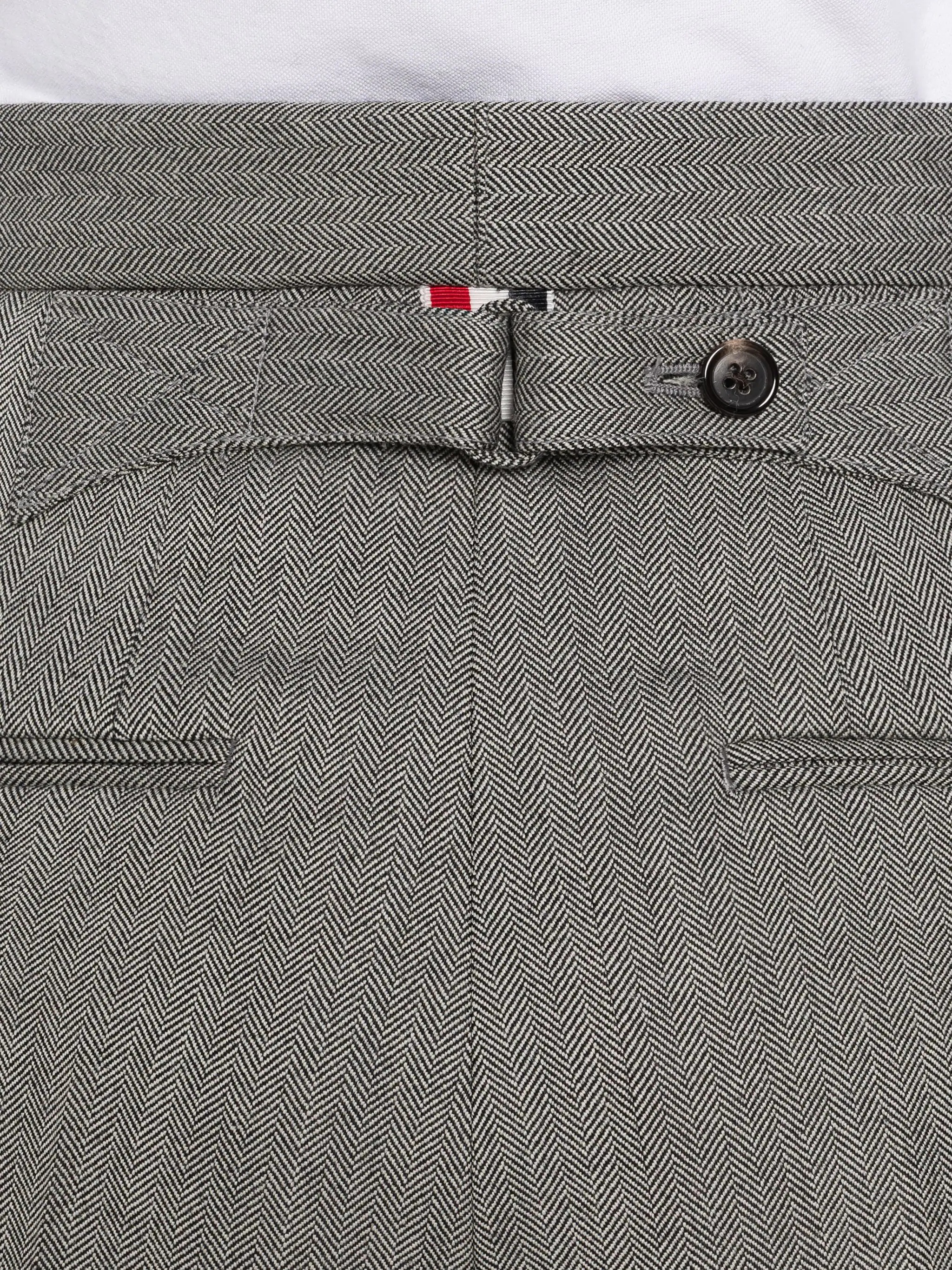 Herringbone Heavy Wool Single Pleat Bermuda Short - 6