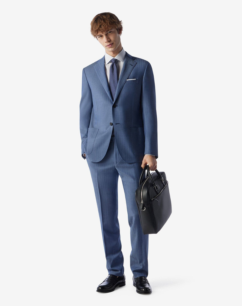 CORNELIANI Unlined pale blue wool suit outlook