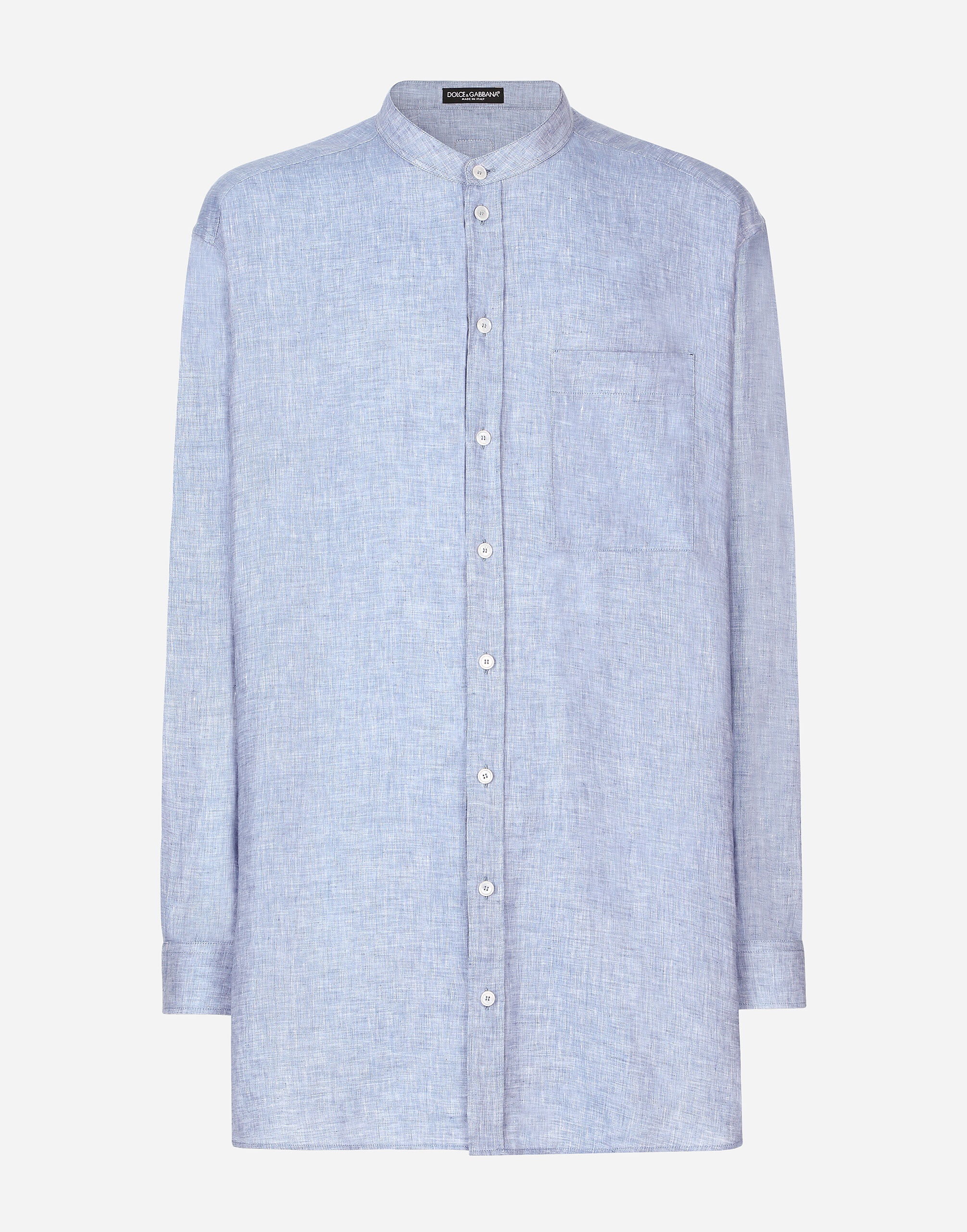 Oversize linen shirt with Mandarin collar - 1