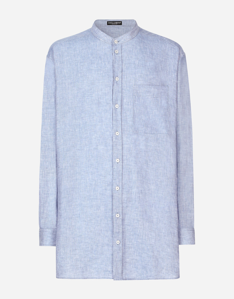 Oversize linen shirt with Mandarin collar - 1