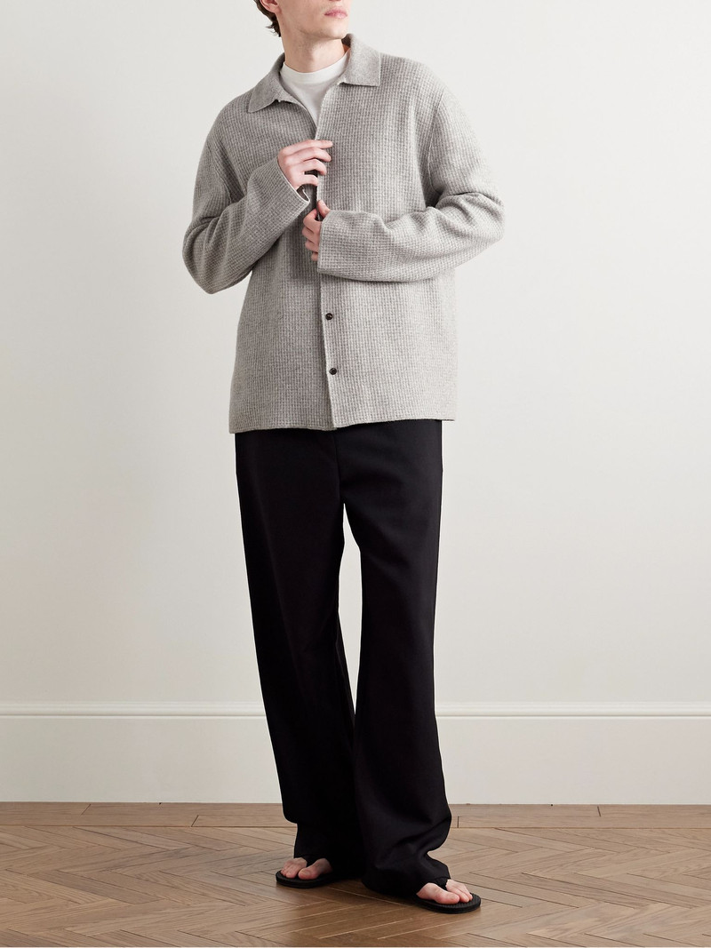 The Row Barkley Waffle-Knit Wool and Cashmere-Blend Overshirt Gray outlook