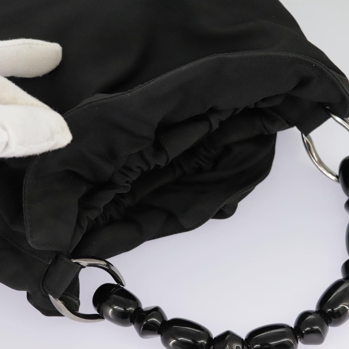 DIOR Hand Bag Nylon Black Silver - 6
