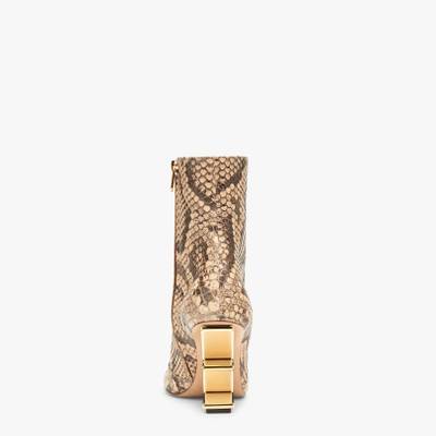 FENDI Beige python leather high-heeled boots outlook