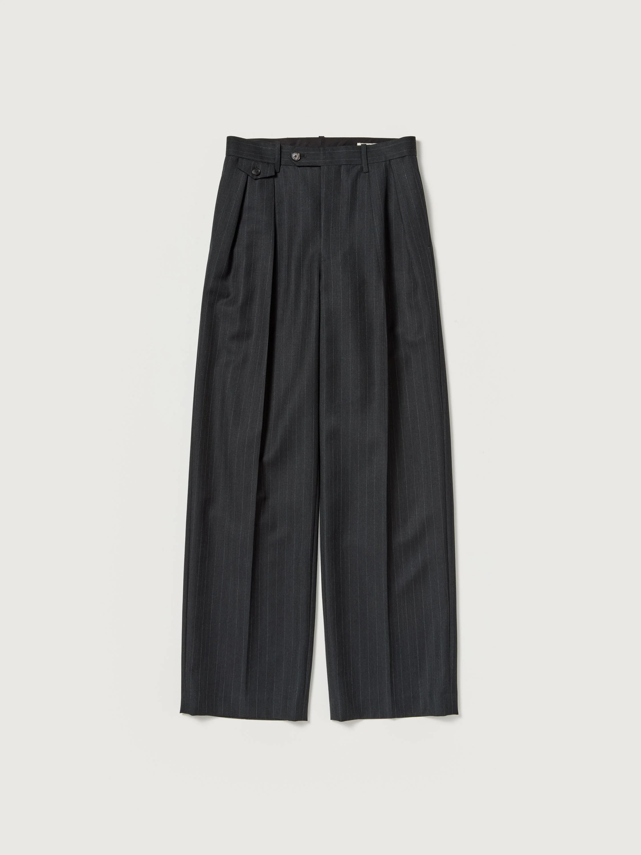 BLUEFACED WOOL TWO-TUCK SLACKS - 1