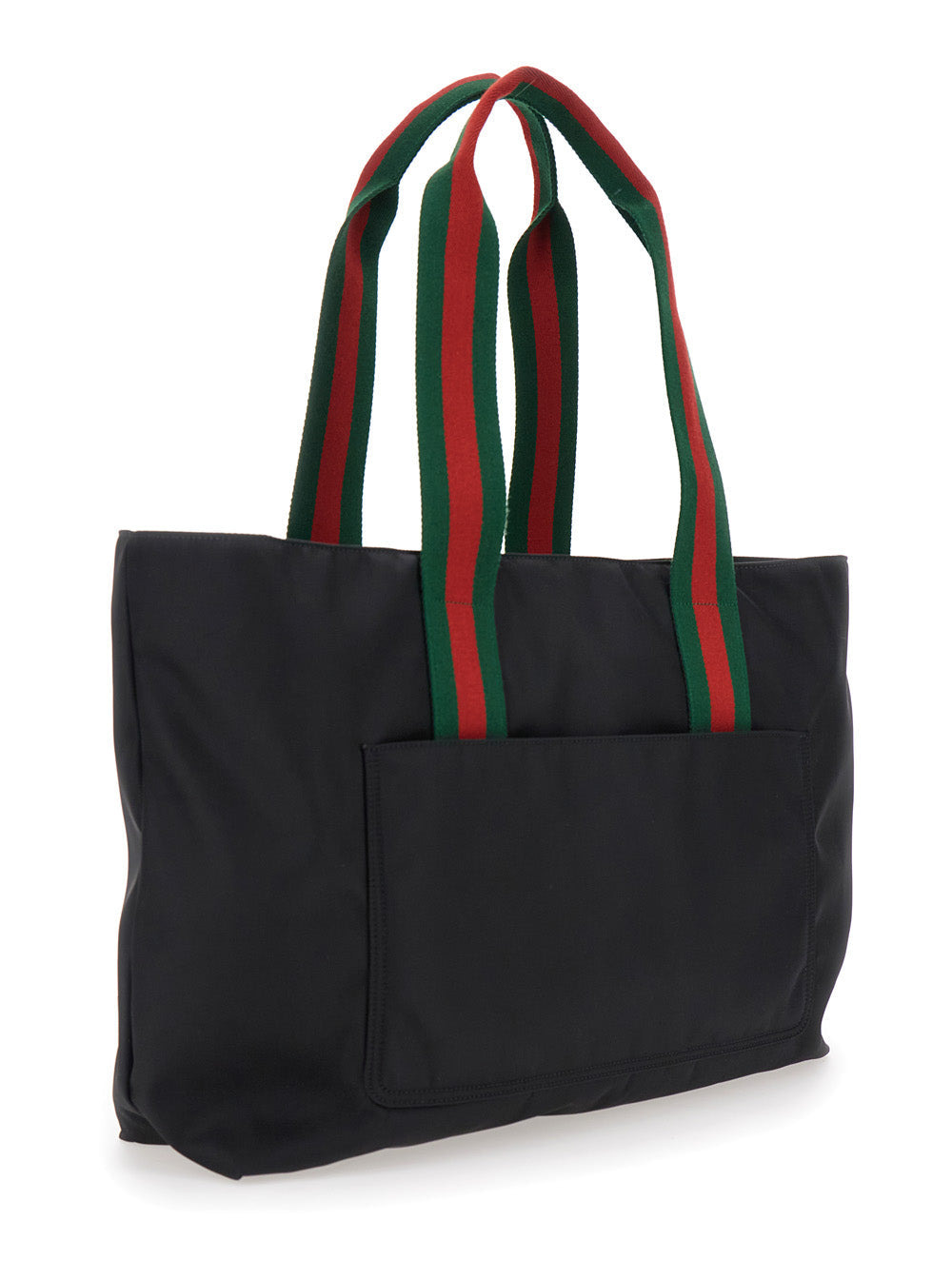 Gucci Men Black Tote Bag With Web Handles And Logo Lettering On The Front In Tech Fabric Man - 3