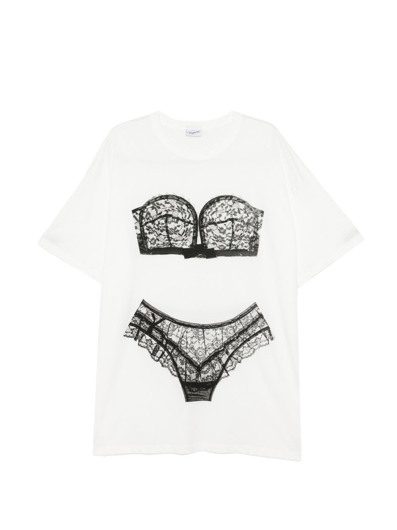 lingerie-print cotton T-shirt 1