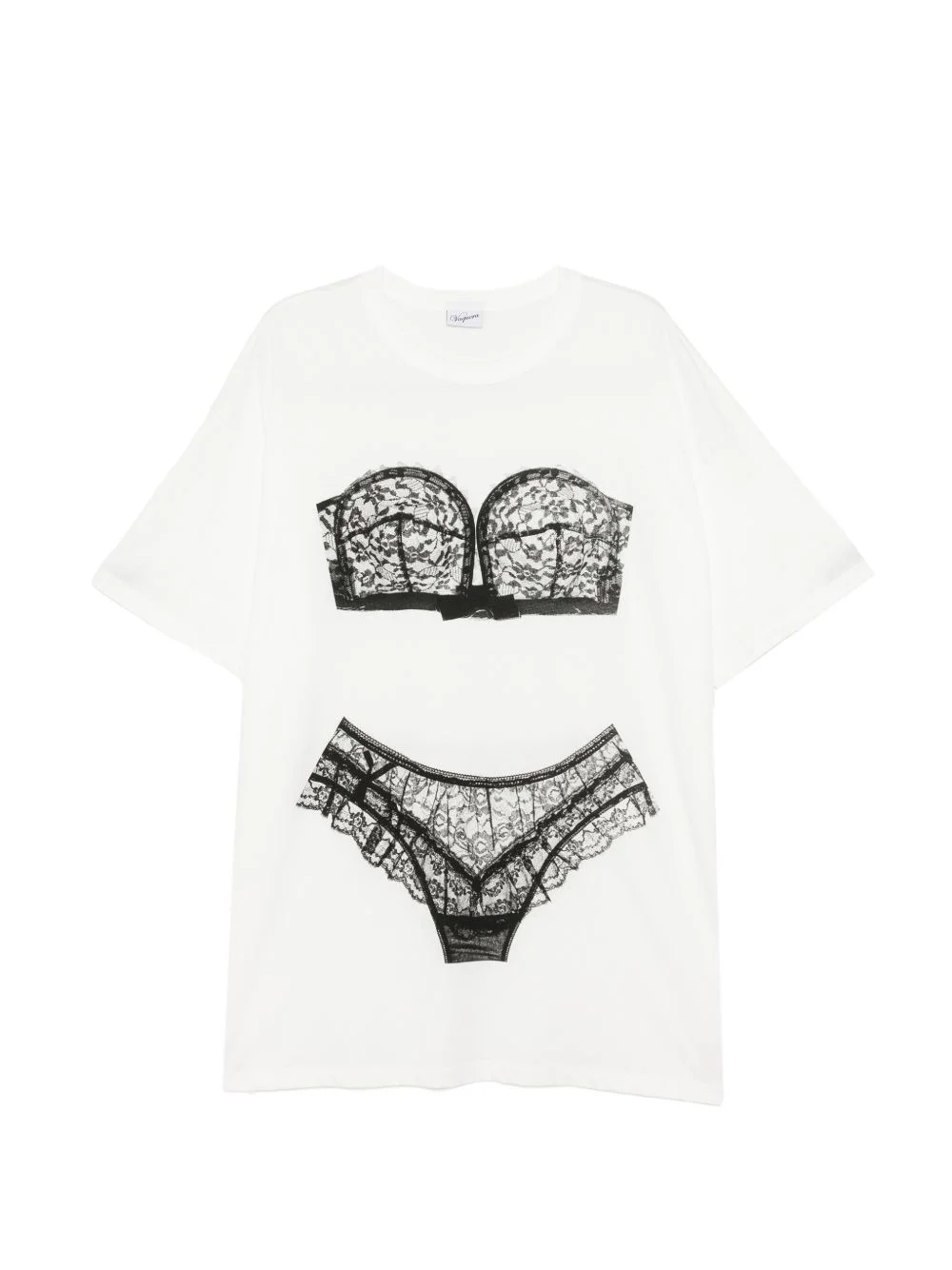 lingerie-print cotton T-shirt - 1