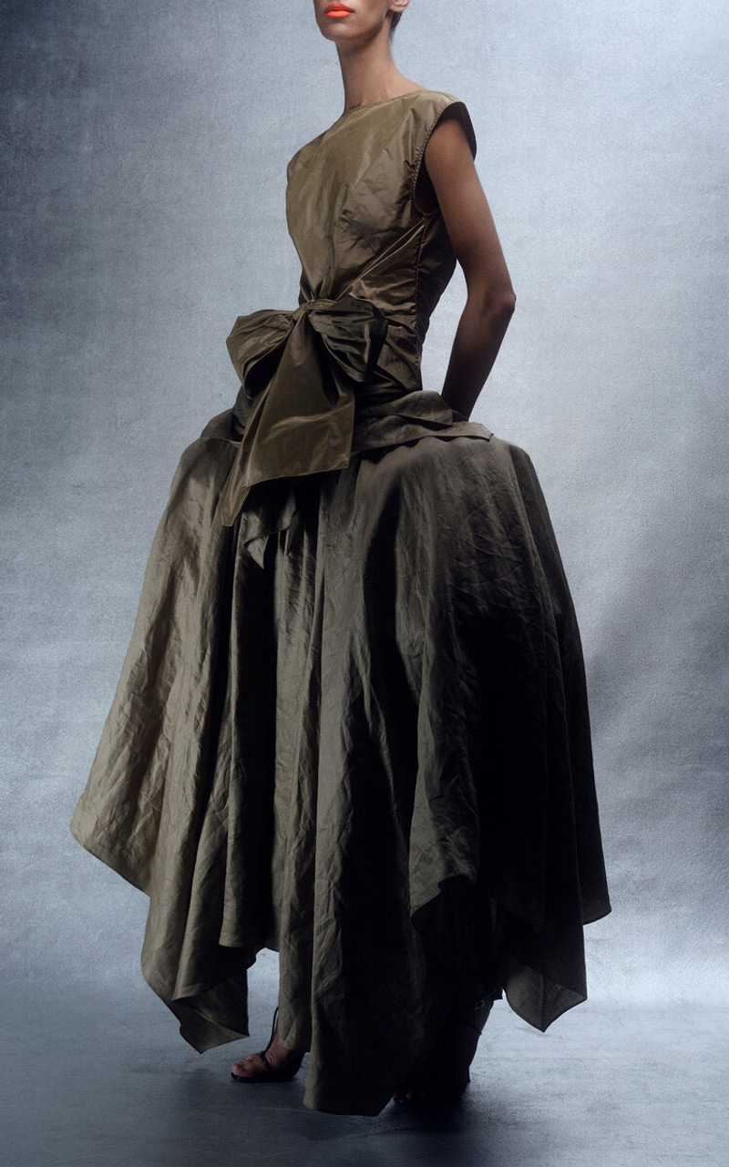 CHRISTOPHER JOHN ROGERS Handkerchief-Hem Maxi Skirt khaki outlook