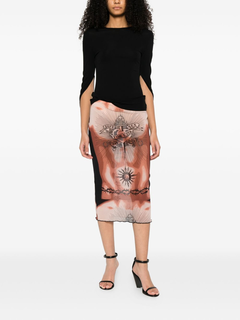 Jean Paul Gaultier tattoo print knee skirt outlook
