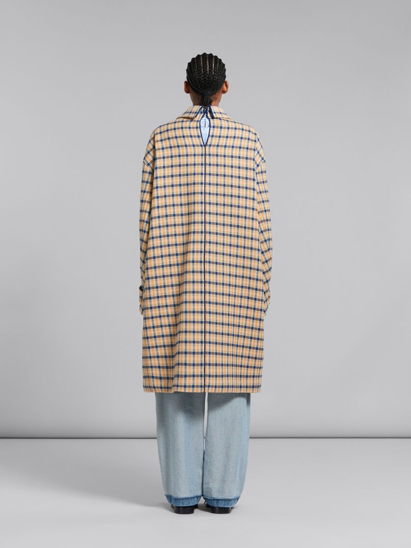 Marni BLUE AND YELLOW CHECKED WOOL REVERSIBLE COAT | REVERSIBLE