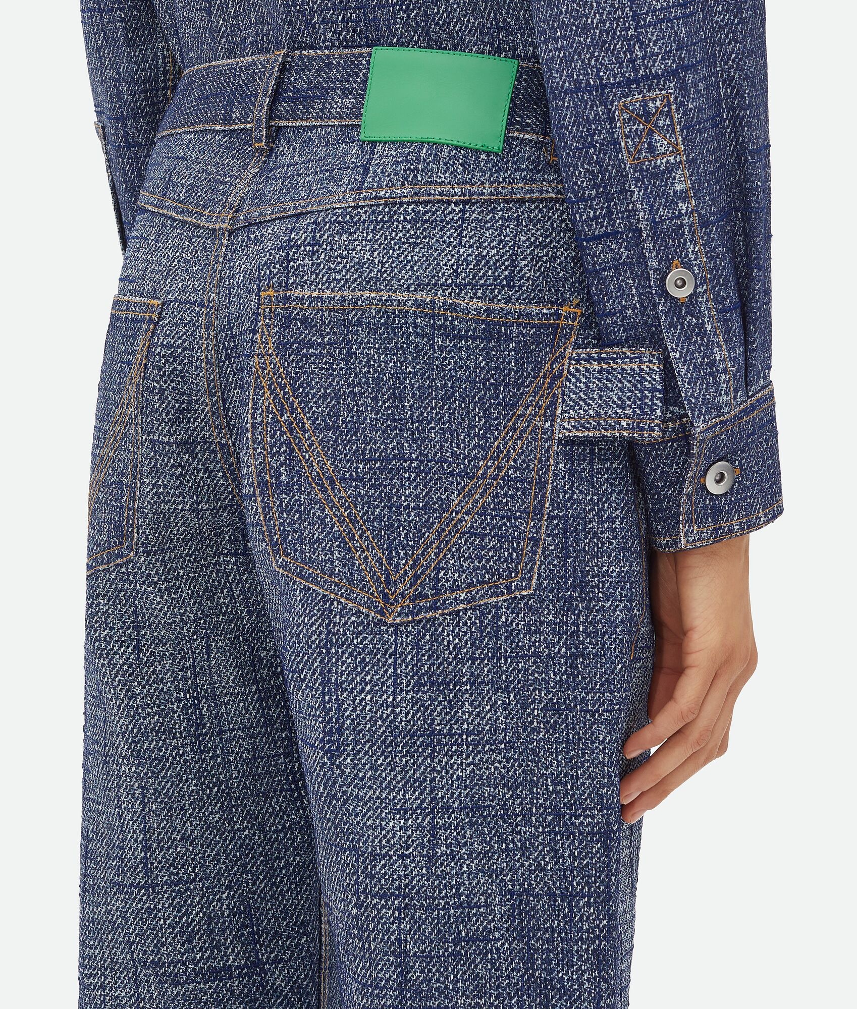 Textured Denim Viscose Trousers - 4