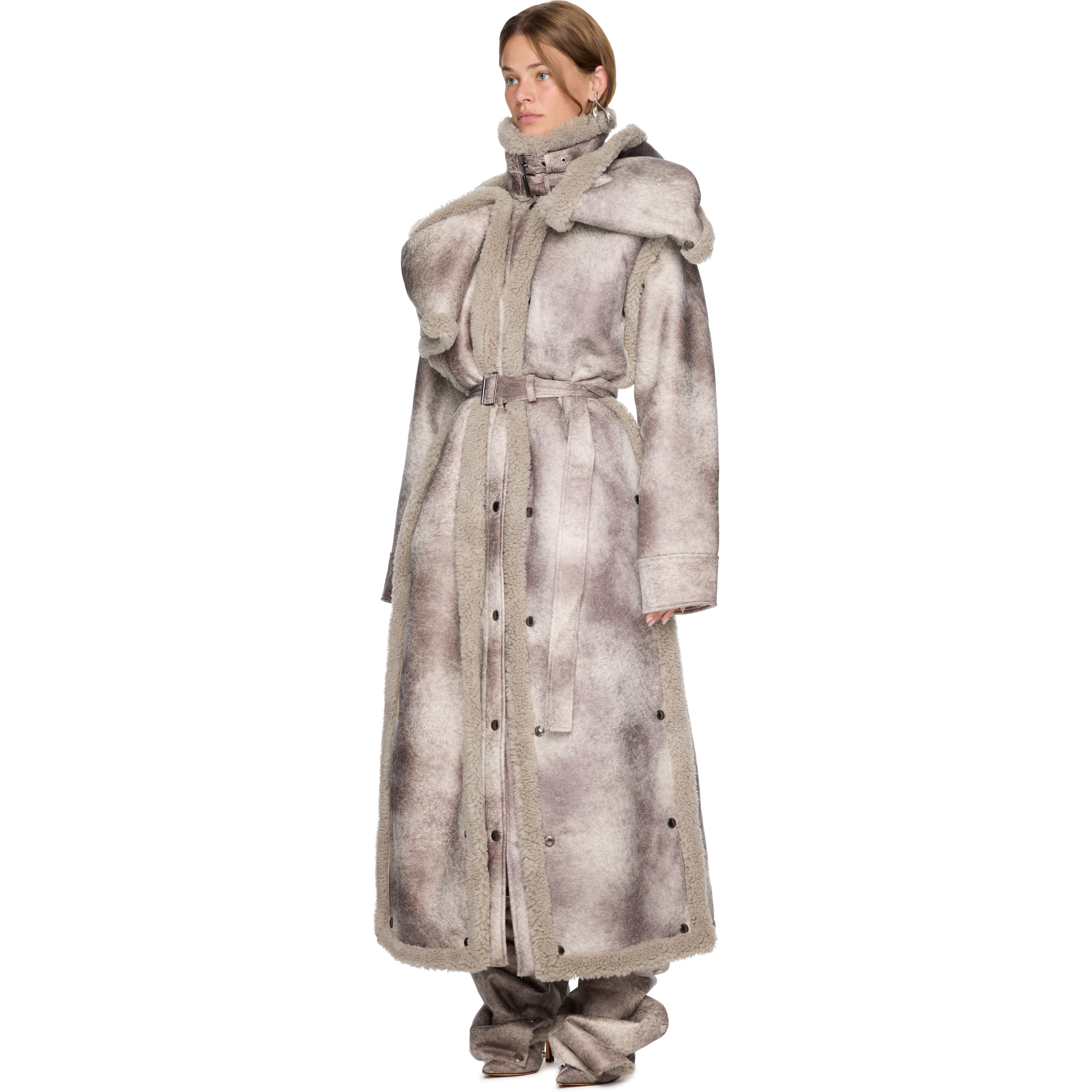 Snap Off Panel Hood Aviator Coat - 2