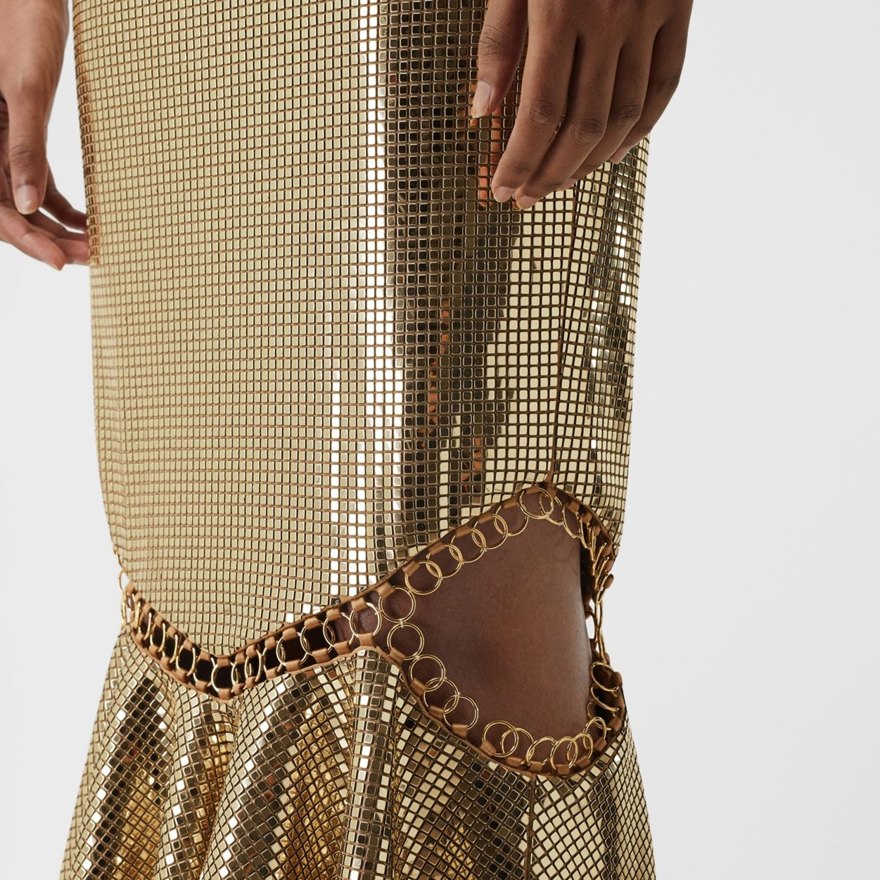 Ring-pierced Mirrored Jersey Skirt - 5