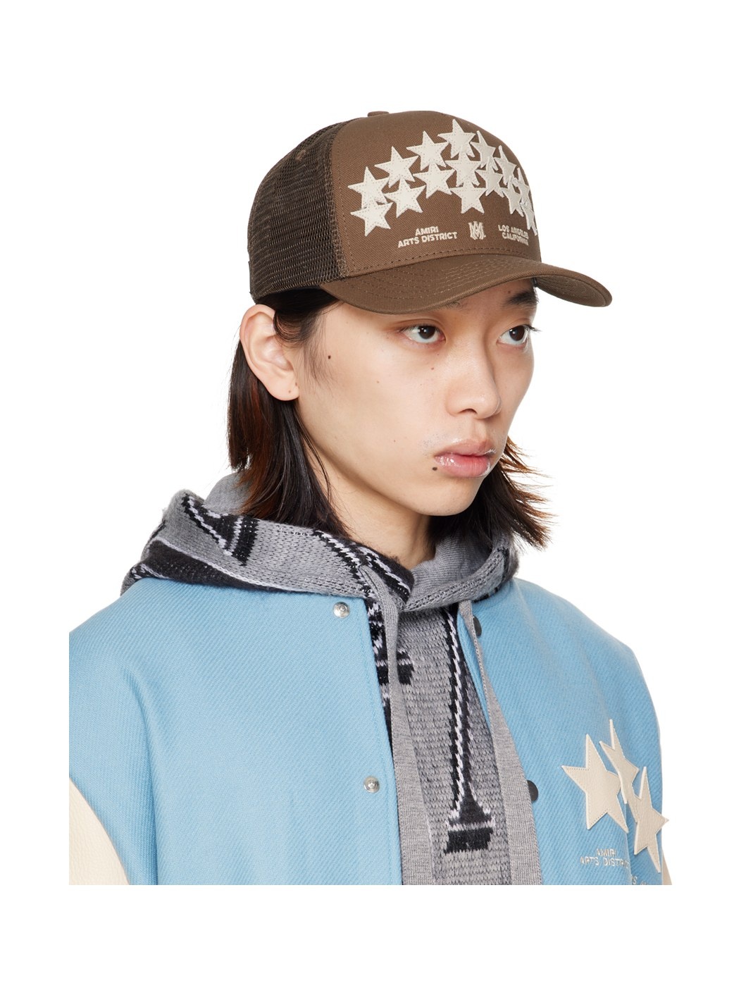 Brown Star Leather Trucker Cap - 2