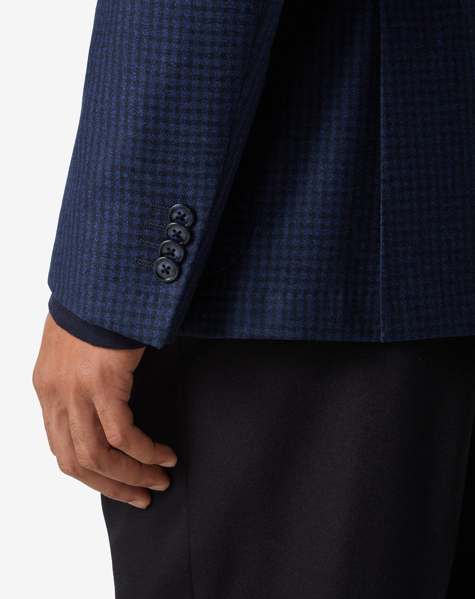 Blue 2-button wool jacket with micro-patterns - 5