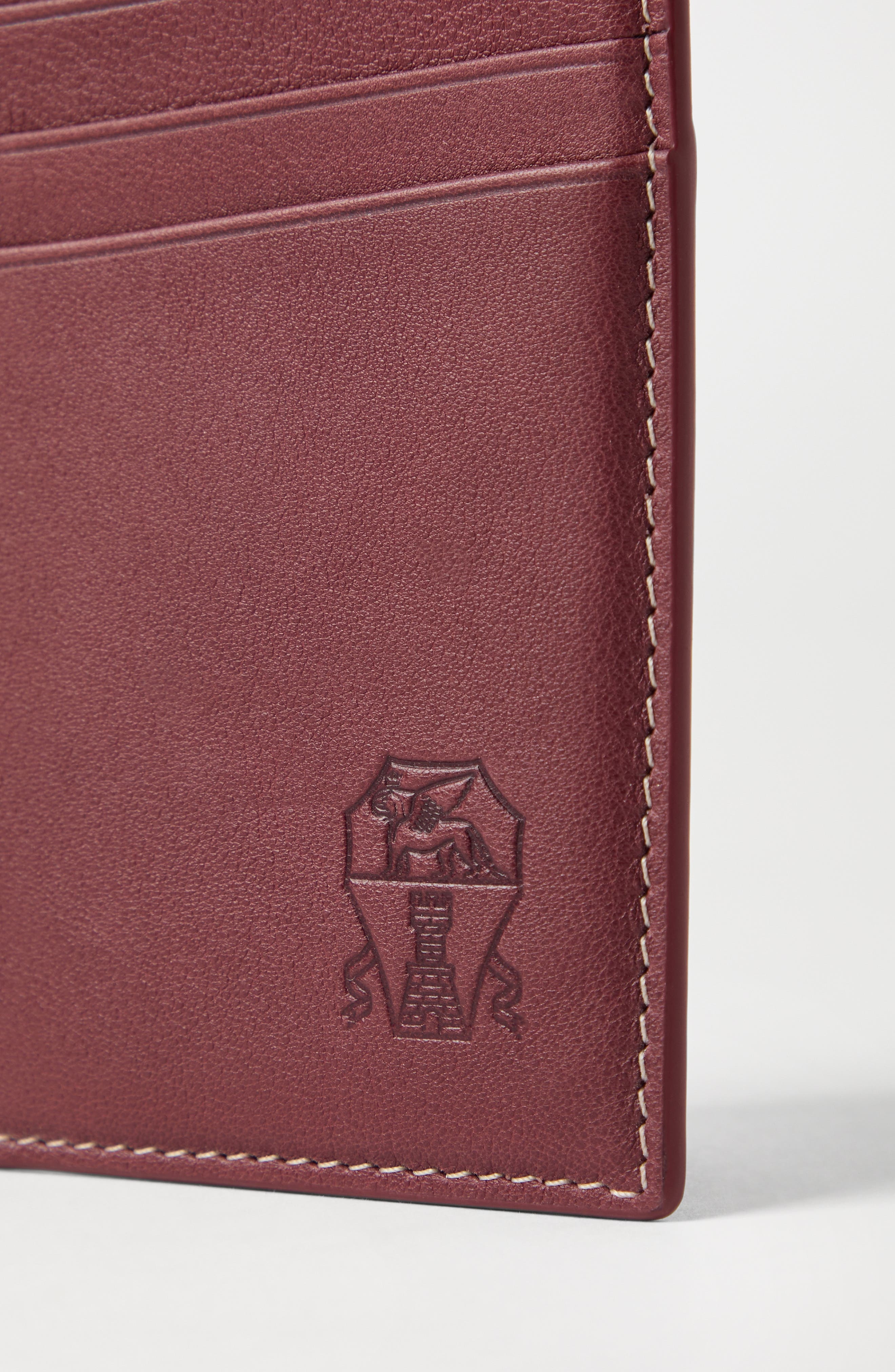 Brunello Cucinelli Calfskin card case in Burgundy at Nordstrom - 4