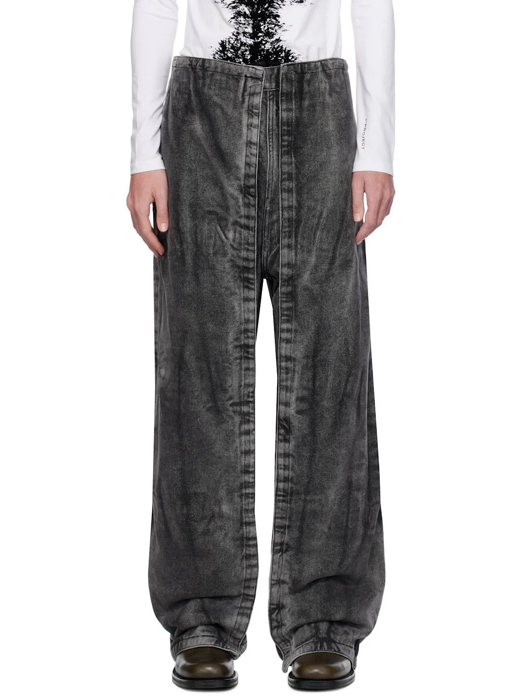 Black Velcro Panel Jeans - 1