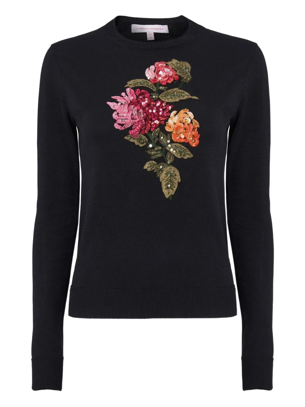 chrysanthemum-embroidered sequin sweater - 1