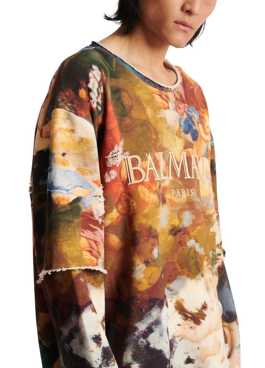 Sky print trompe-l'oeil sweatshirt - 4