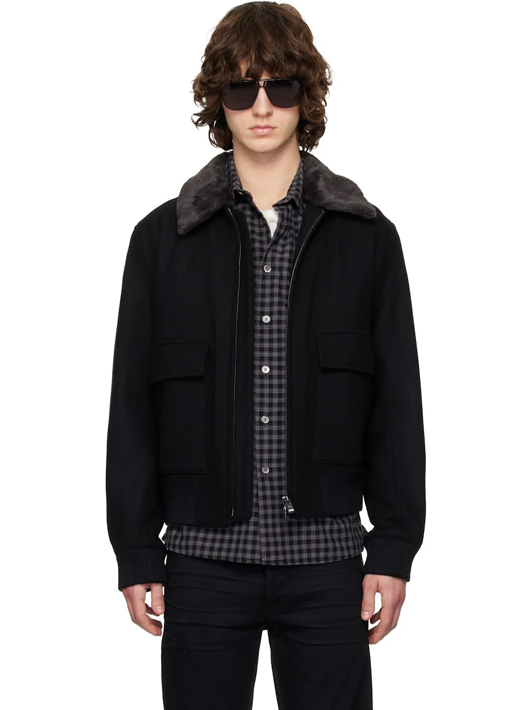 Black Wool-Cashmere Jacket - 1