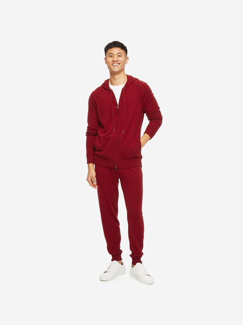 Derek Rose Men's Hoodie Finley Cashmere Ruby outlook