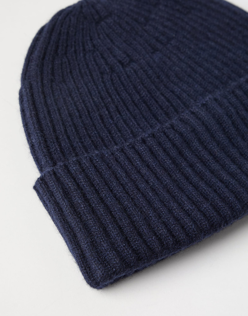 Brunello Cucinelli Cashmere English rib double knit beanie outlook