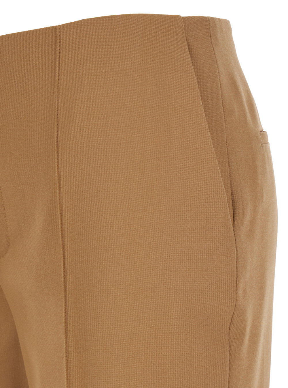 Chloé Women Beige Flared Pants With Asymmetric Hem In Grain De Poudre Wool Woman - 3