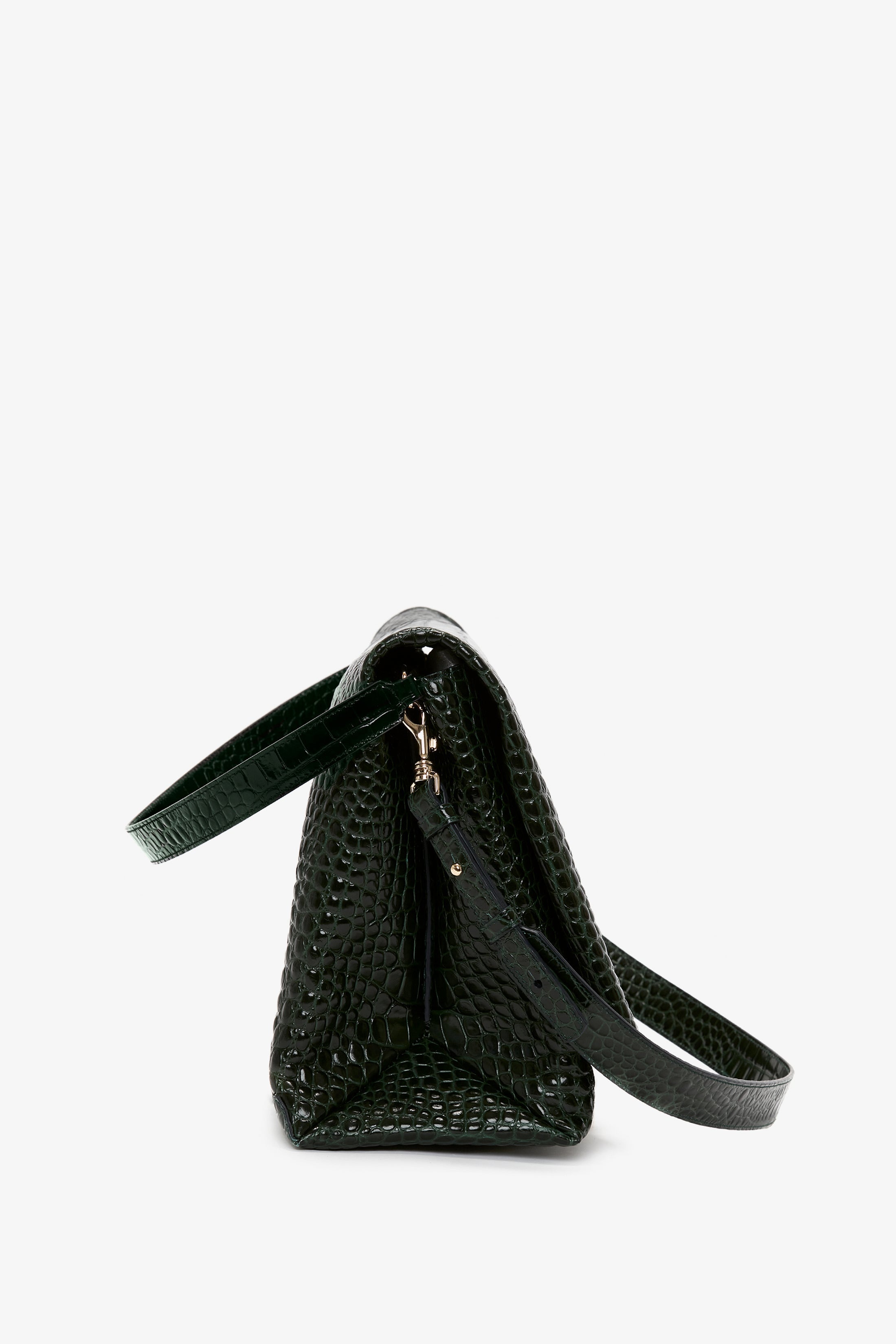 Jumbo Chain Pouch in Dark Forest Croc Leather - 4