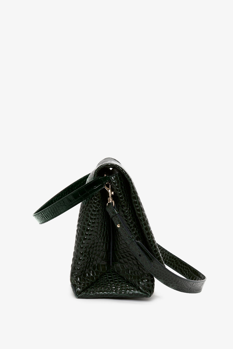 Jumbo Chain Pouch in Dark Forest Croc Leather 4