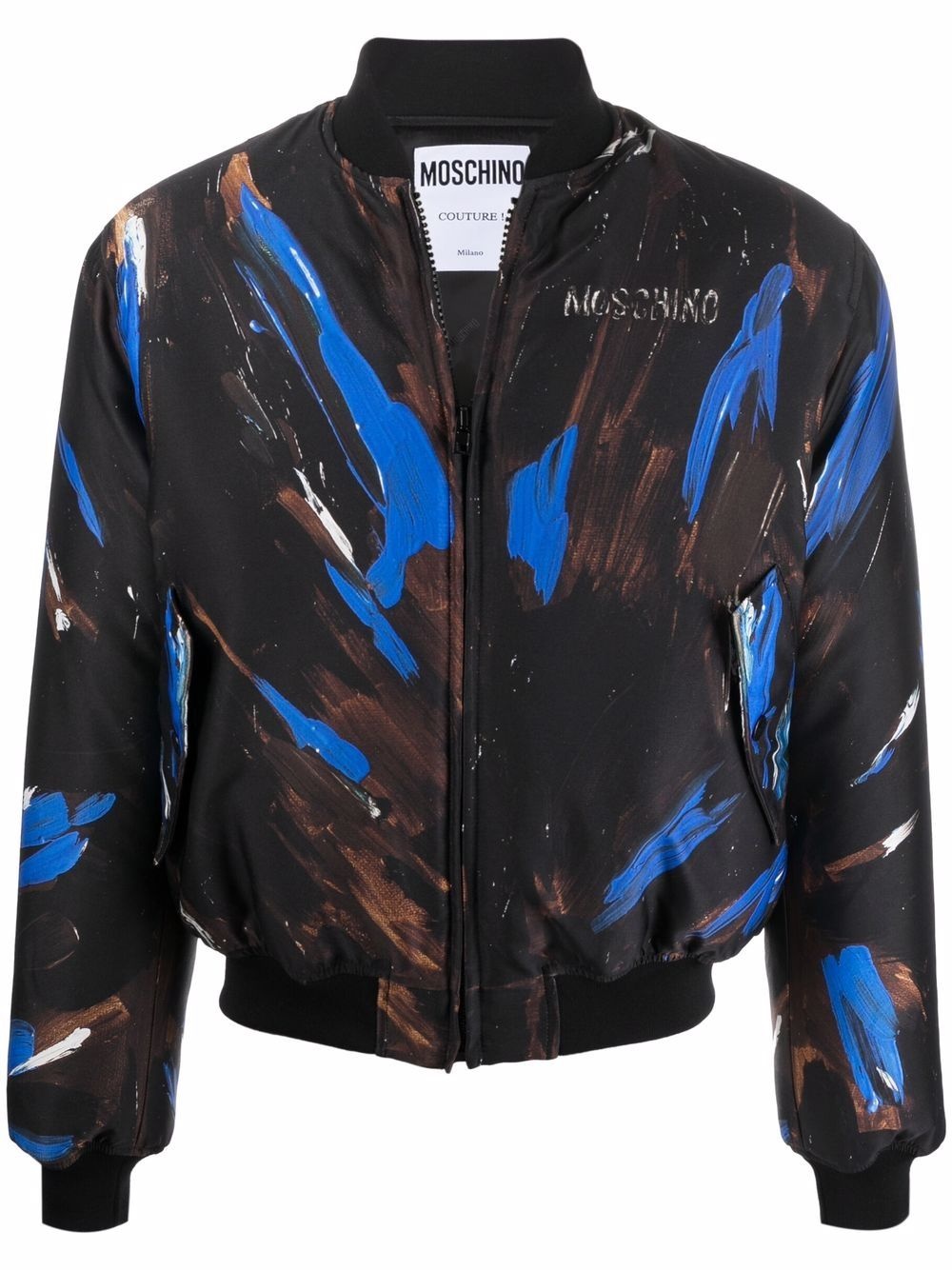 logo paint print bomber jacket - 1