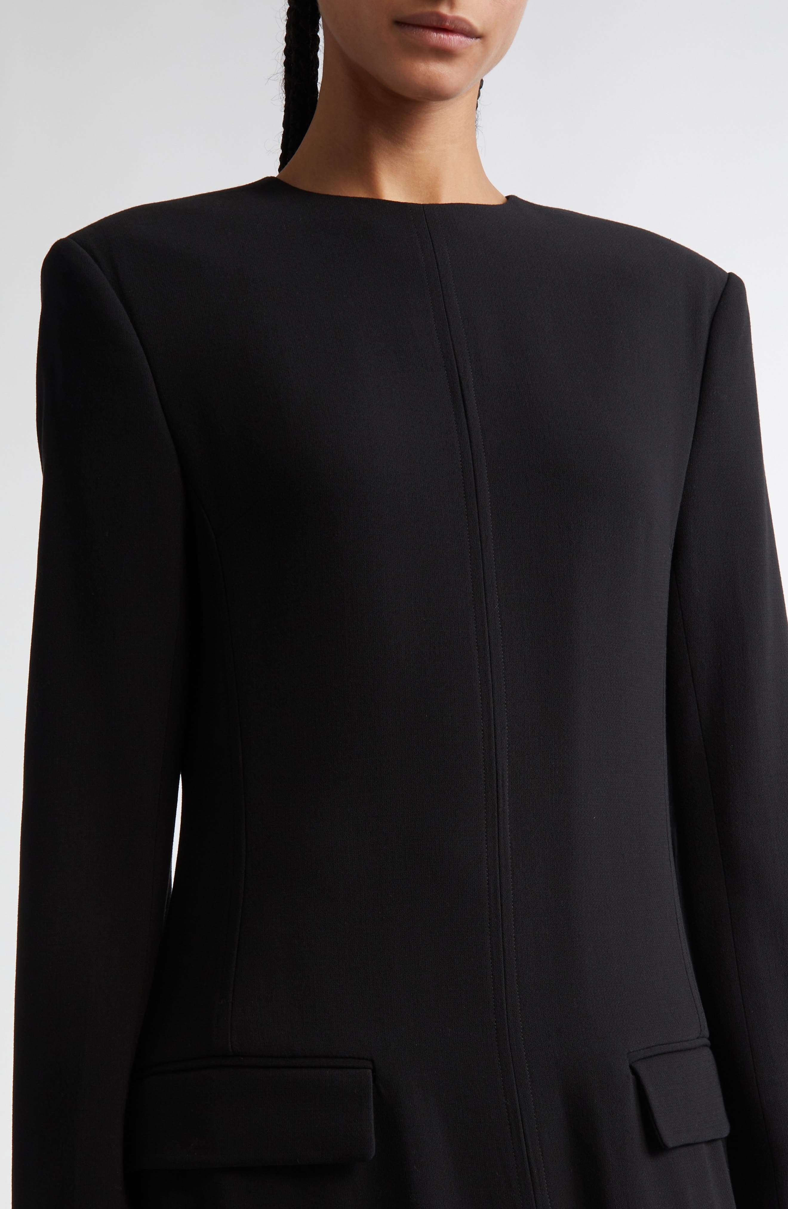 TOTEME Pocket Long Sleeve Evening Dress in Black at Nordstrom - 4
